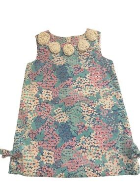 Lilly Pulitzer Floral Dress In White Lavender and Blue EUC SZ 3